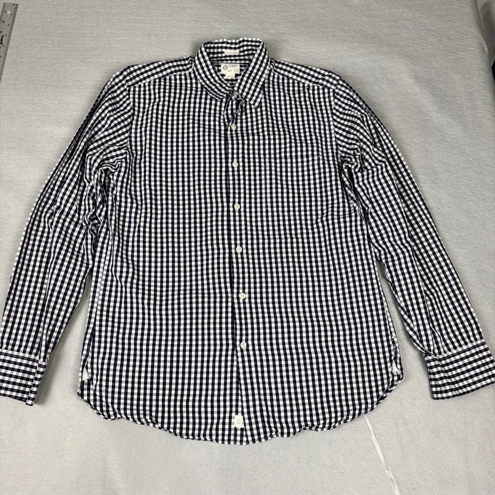 J.Crew Men's Blue and White Plaid Button Down Shirt 100% Cotton Sz M